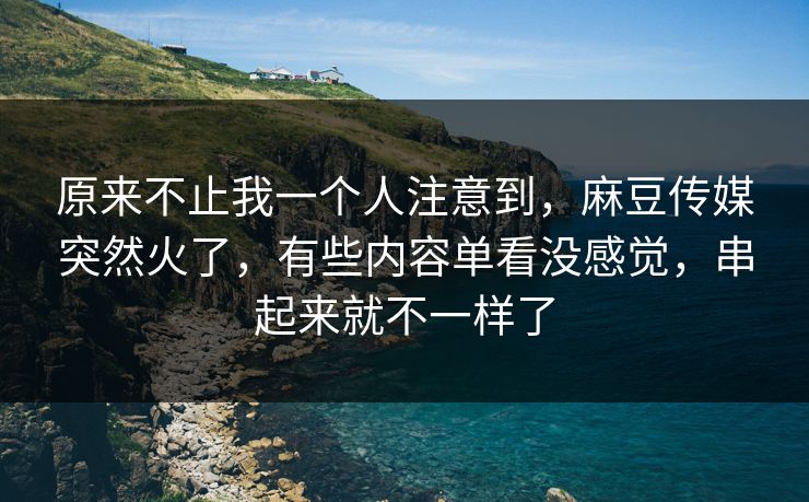 原来不止我一个人注意到，麻豆传媒突然火了，有些内容单看没感觉，串起来就不一样了  第1张