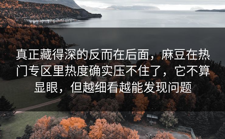 真正藏得深的反而在后面,麻豆在热门专区里热度确实压不住了,它不算显眼,但越细看越能发现问题 第1张 真正藏得深的反而在后面,麻豆在热门专区里热度确实压不住了,它不算显眼,但越细看越能发现问题 第1张